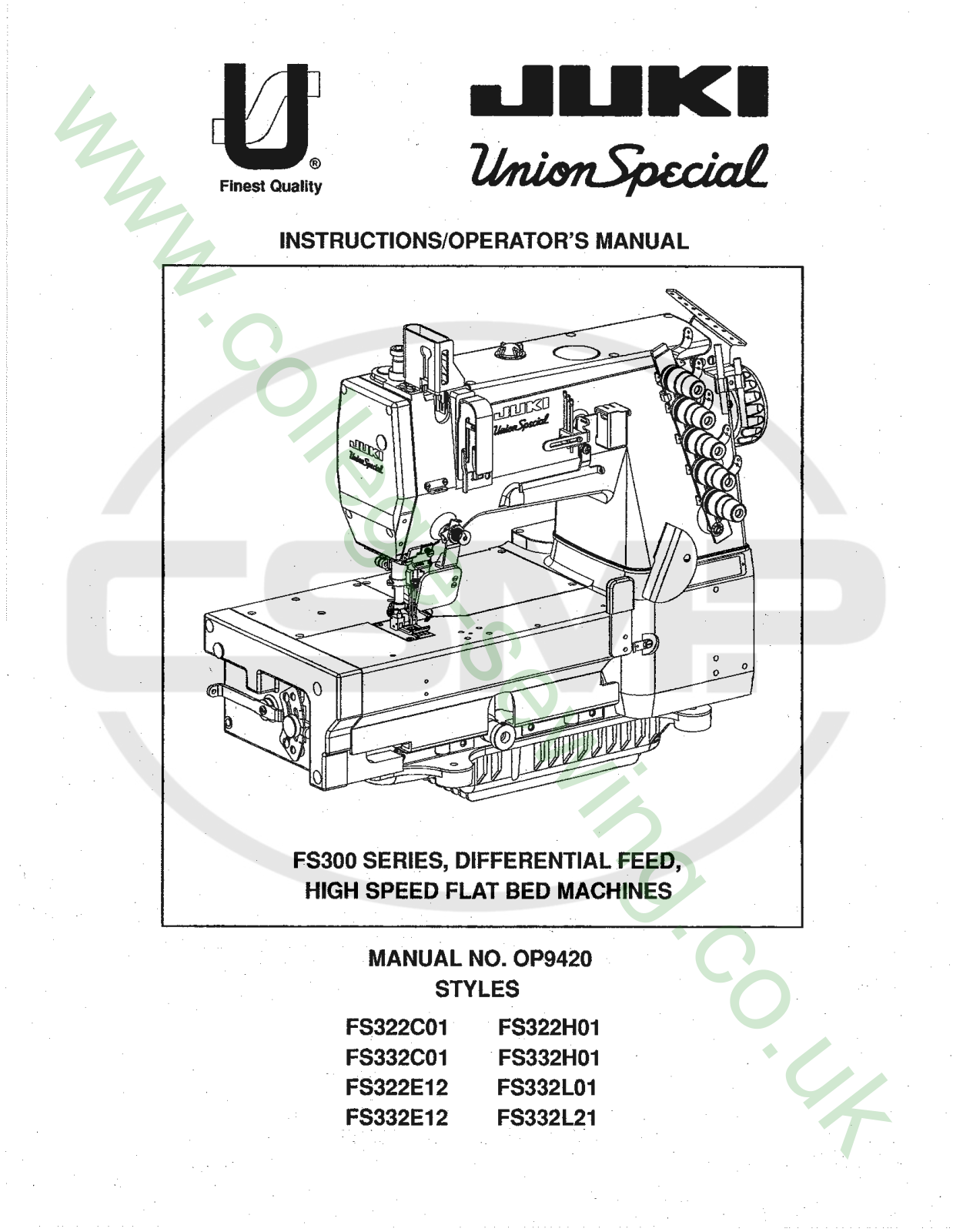 Union Special OP9420 Parts Book