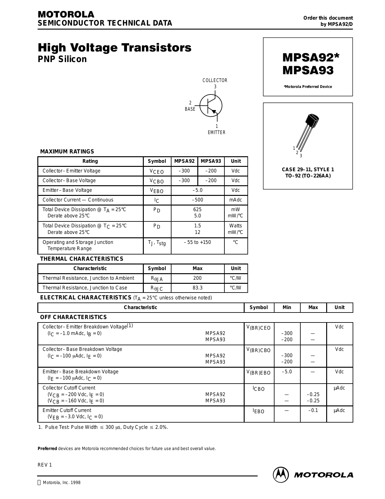 motorola mpsa92-93 Datasets - ManualMachine.com
