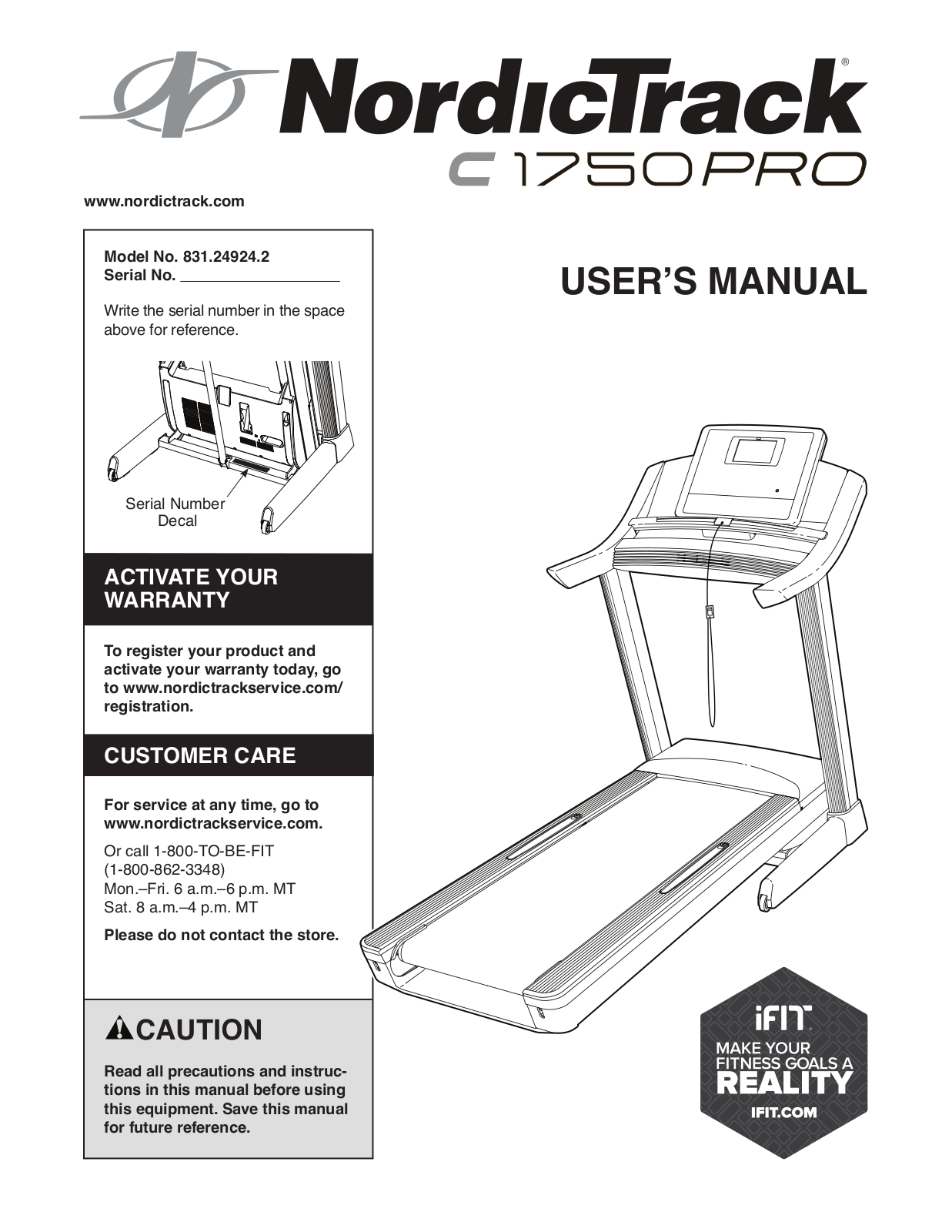 NordicTrack 831.249242 Owner's Manual