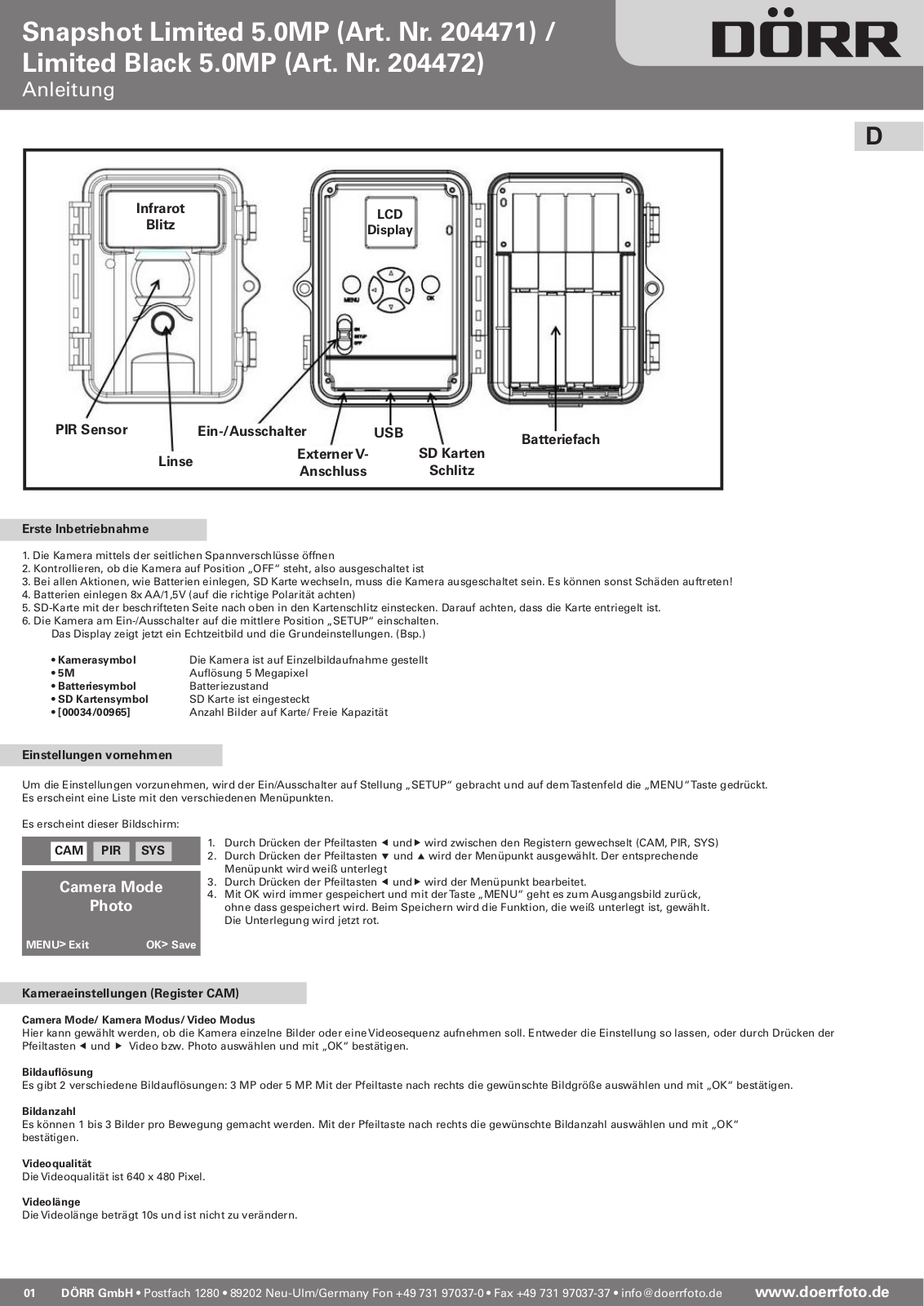 DÖRR 204471, 204472 Instruction manual