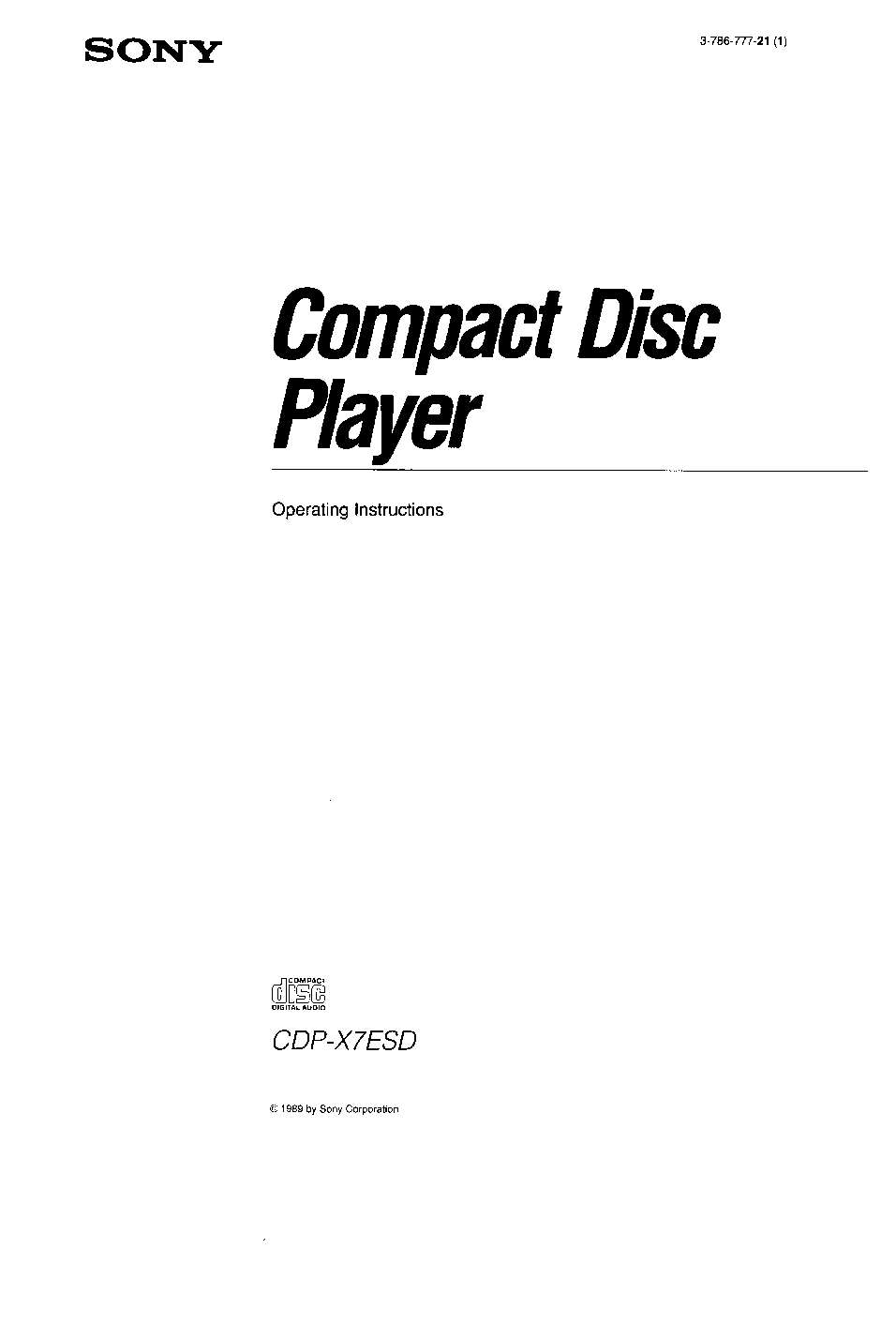 Sony CDP-X7ESD User Manual
