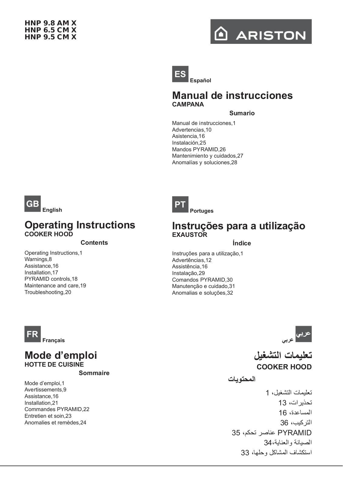 ARISTON HNP 9.8 AM X User Manual