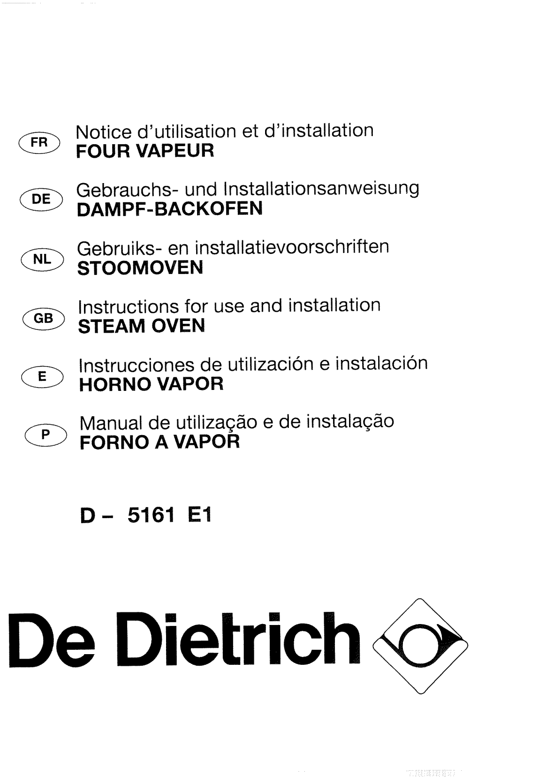 De dietrich D-5161E1 User Manual