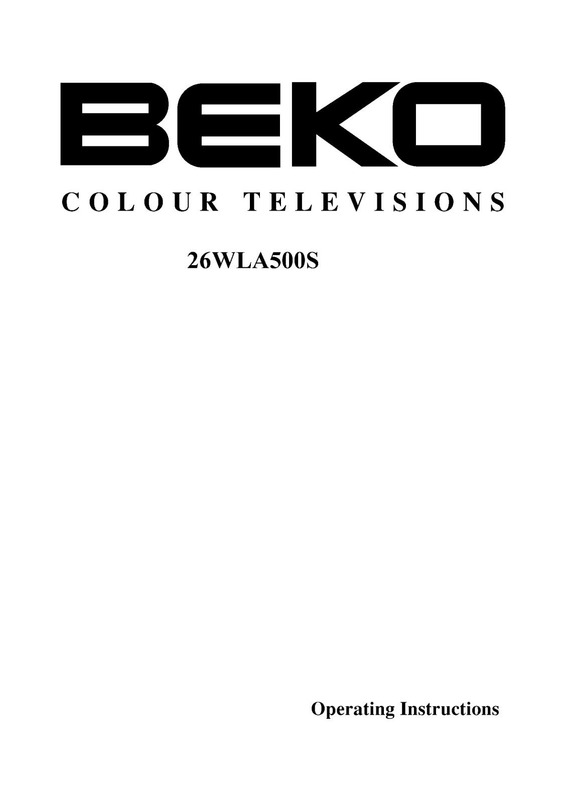 Beko 26WLA500S Operating Instructions