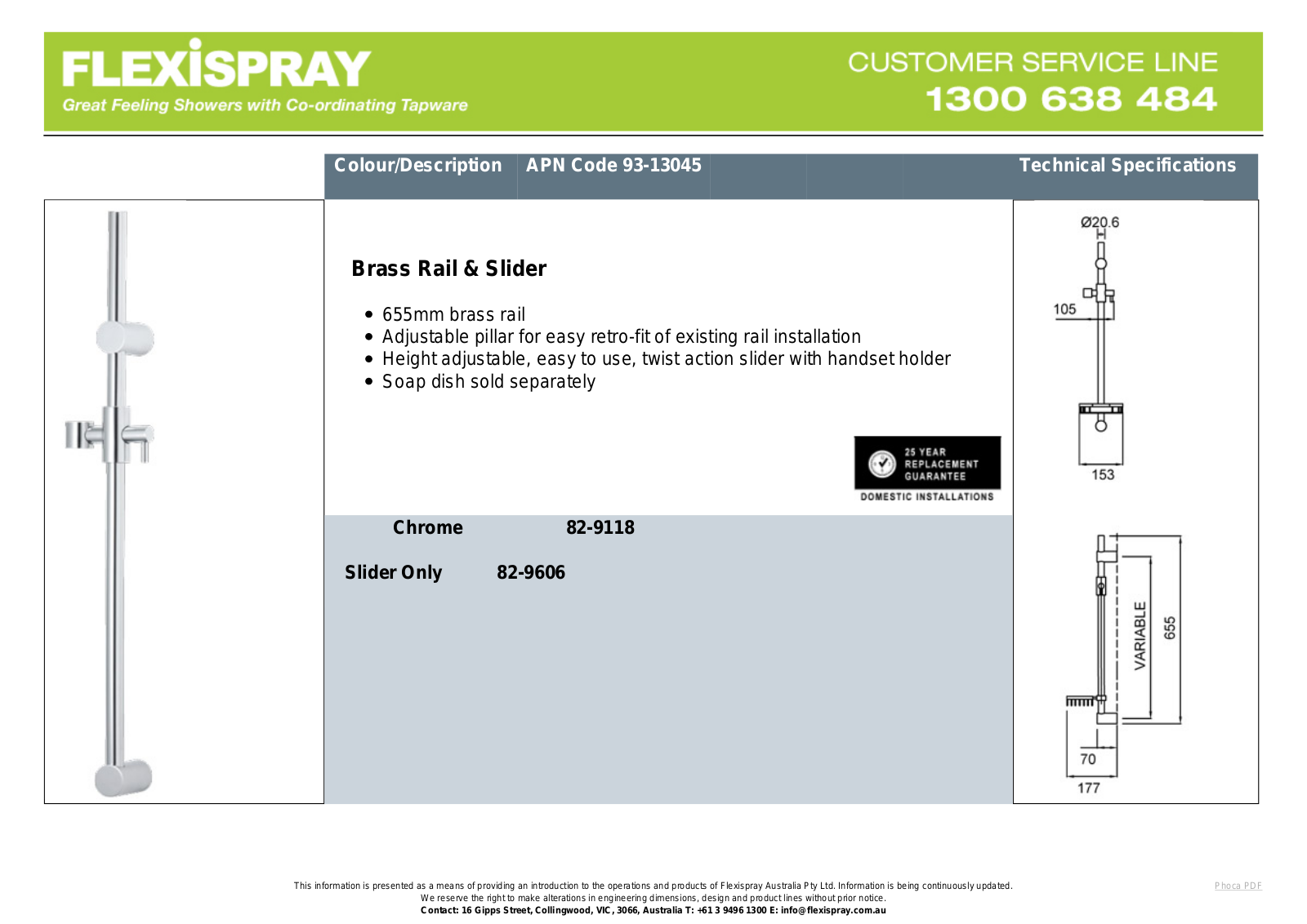 Methven 82-9118 Datasheet