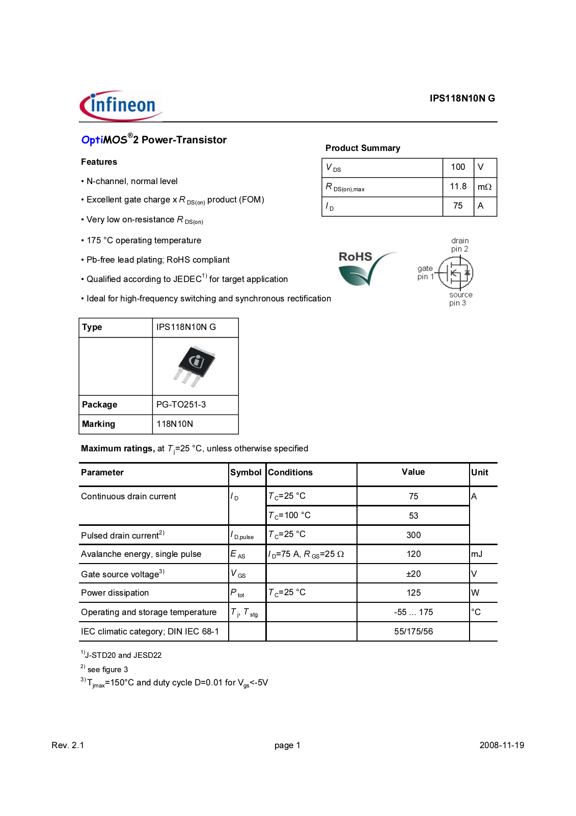 Datasheet ips118n10n_rev2.1 Datasheet - ManualMachine.com