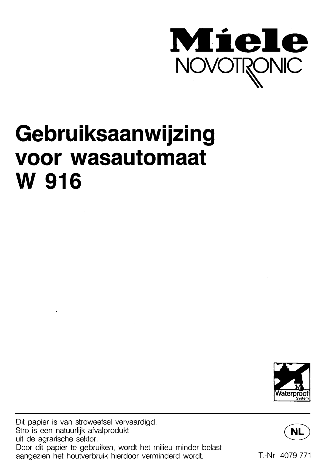 Miele W 916 User manual