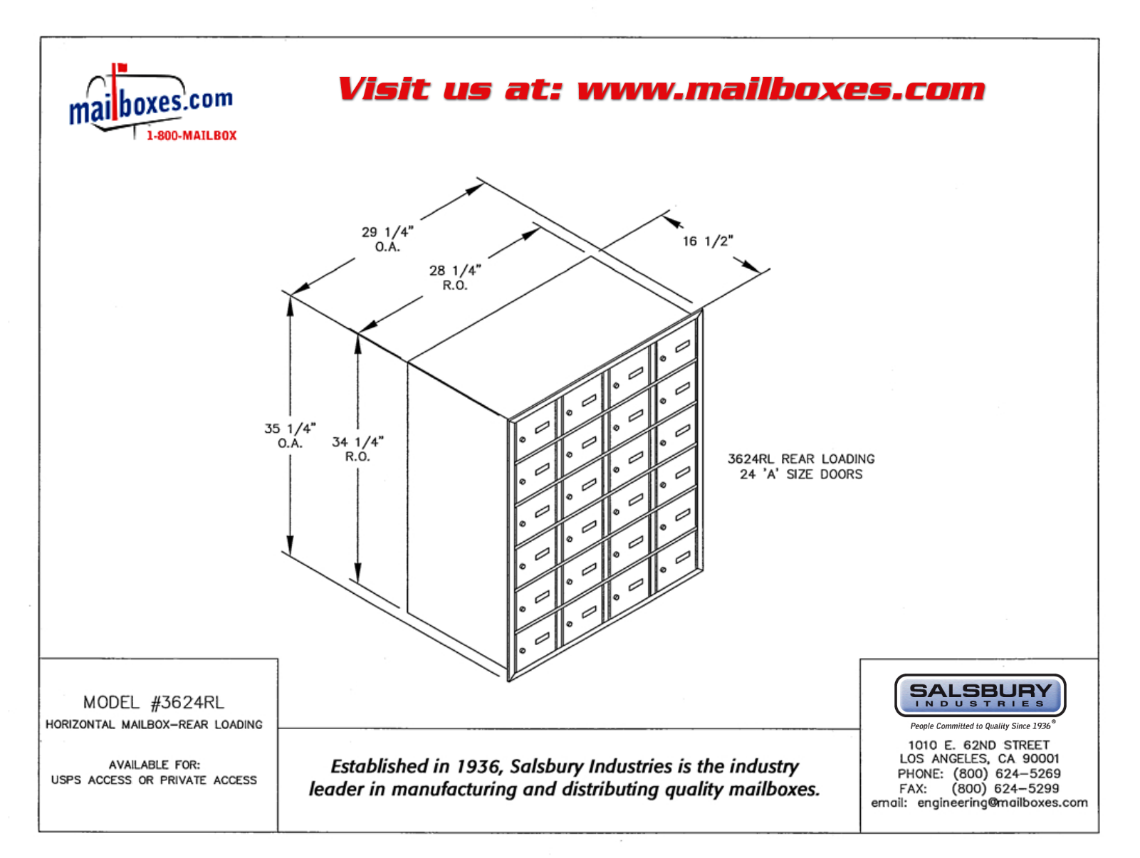 Salsbury Industries 3624ZRU, 3624ZRP User Manual