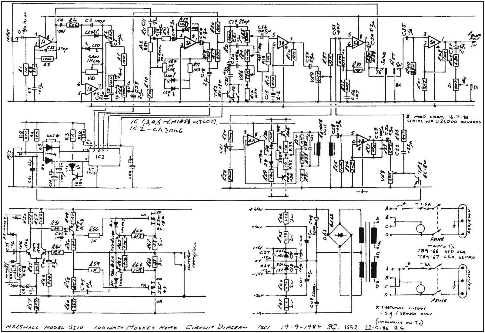 Marshall 3210-100W Schematic