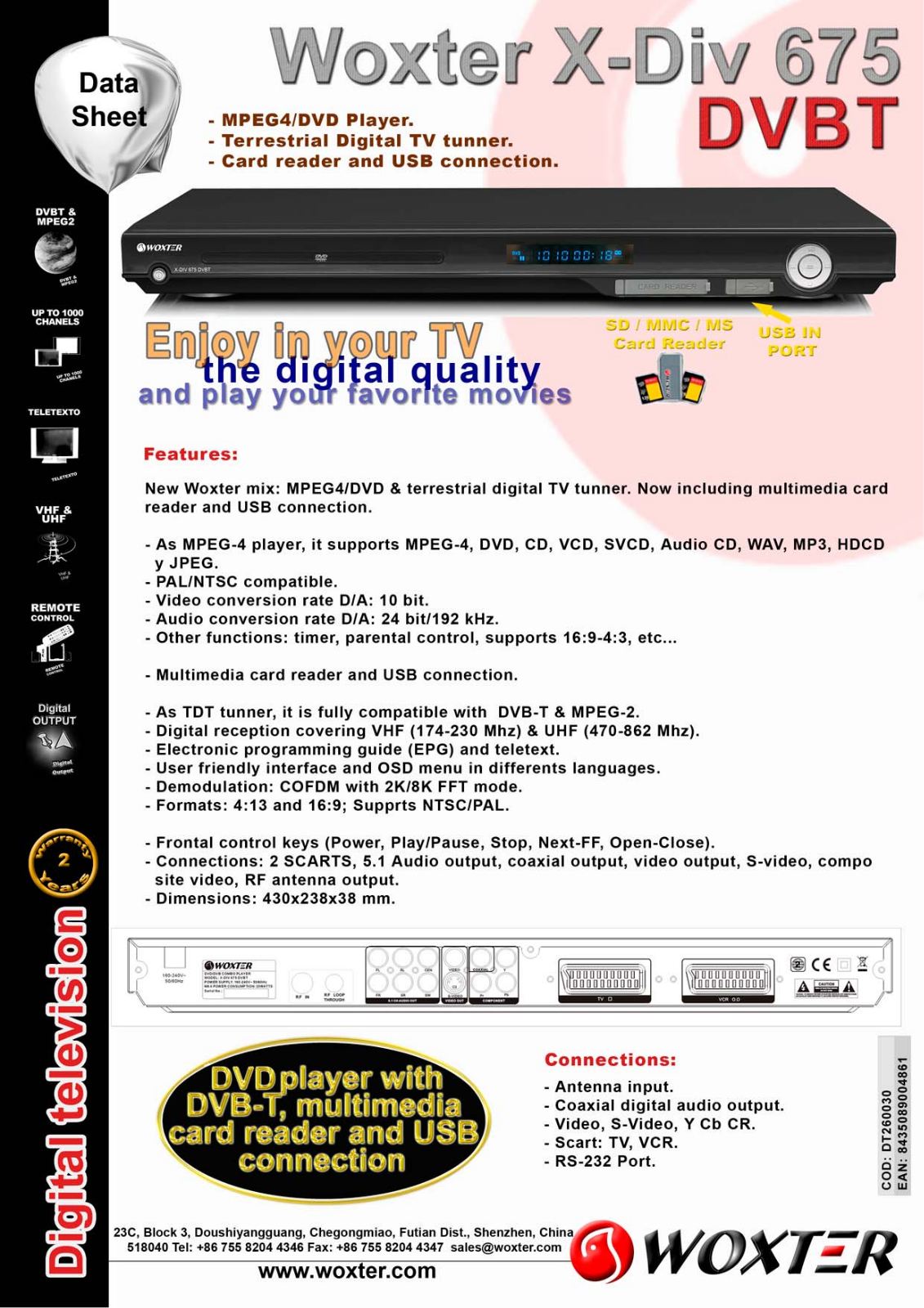 Woxter X-DIV 675 DVBT, X-DIV 675 User Manual