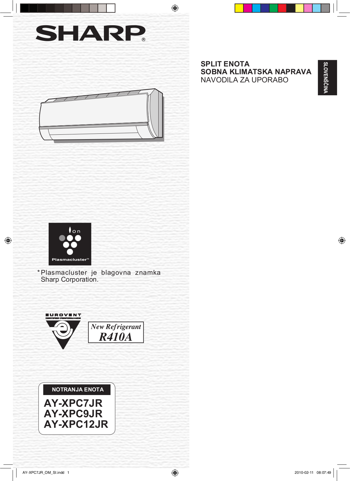 Sharp AY-XPC12JR, AY-XPC9JR, AY-XPC7JR User Manual