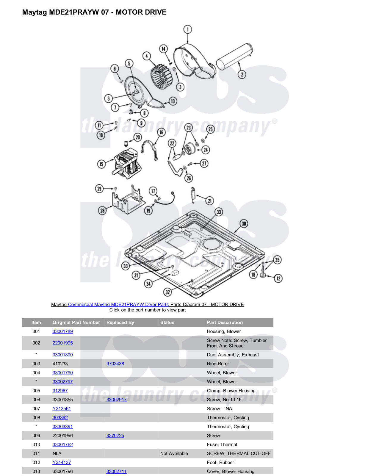 Maytag MDE21PRAYW Parts Diagram