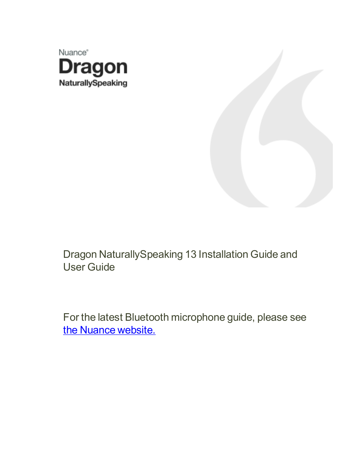 Nuance ScanSoft Dragon NaturallySpeaking - 13.0 Installation Manual