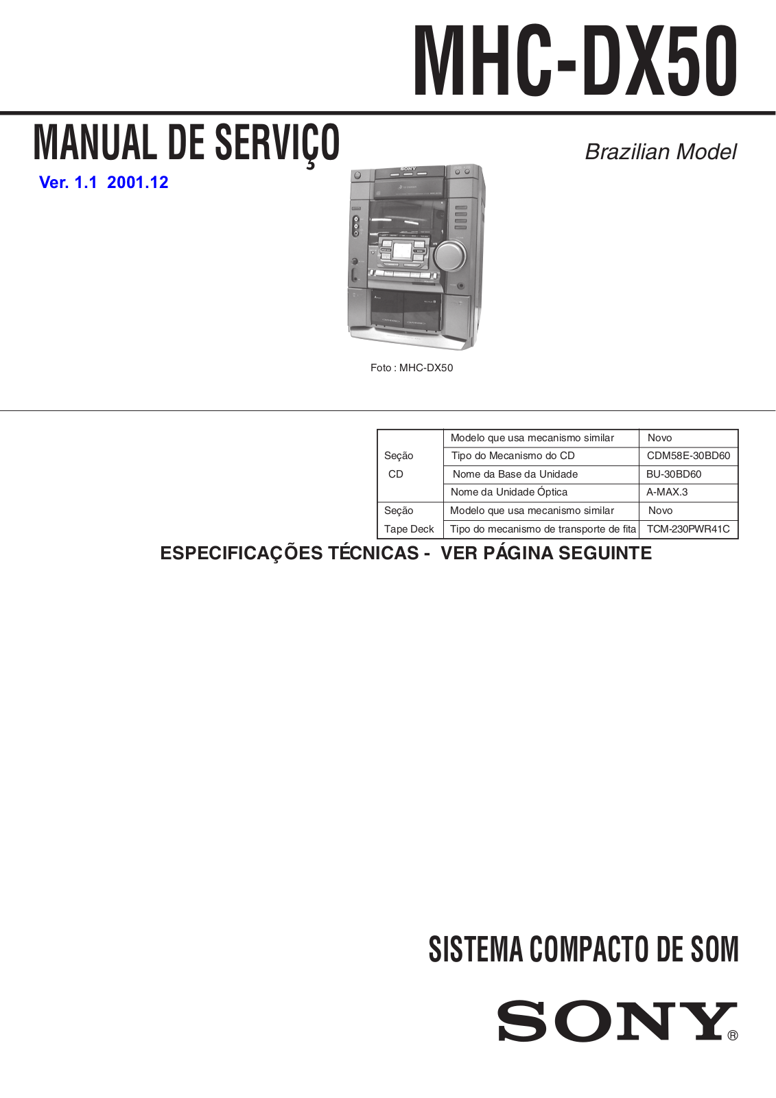 Sony MHC-DX50 Schematic