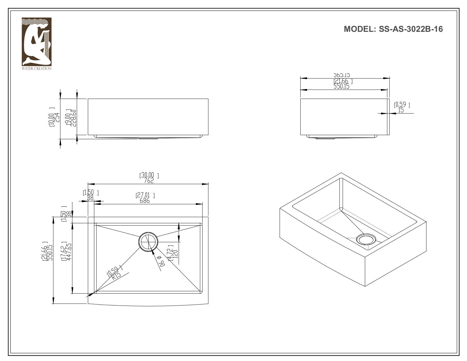 Water Creation SSSGAS3022B, SSSAS3022B, SSAS3022B, SSSGAS3022B16, SSSAS3022B16 User Manual