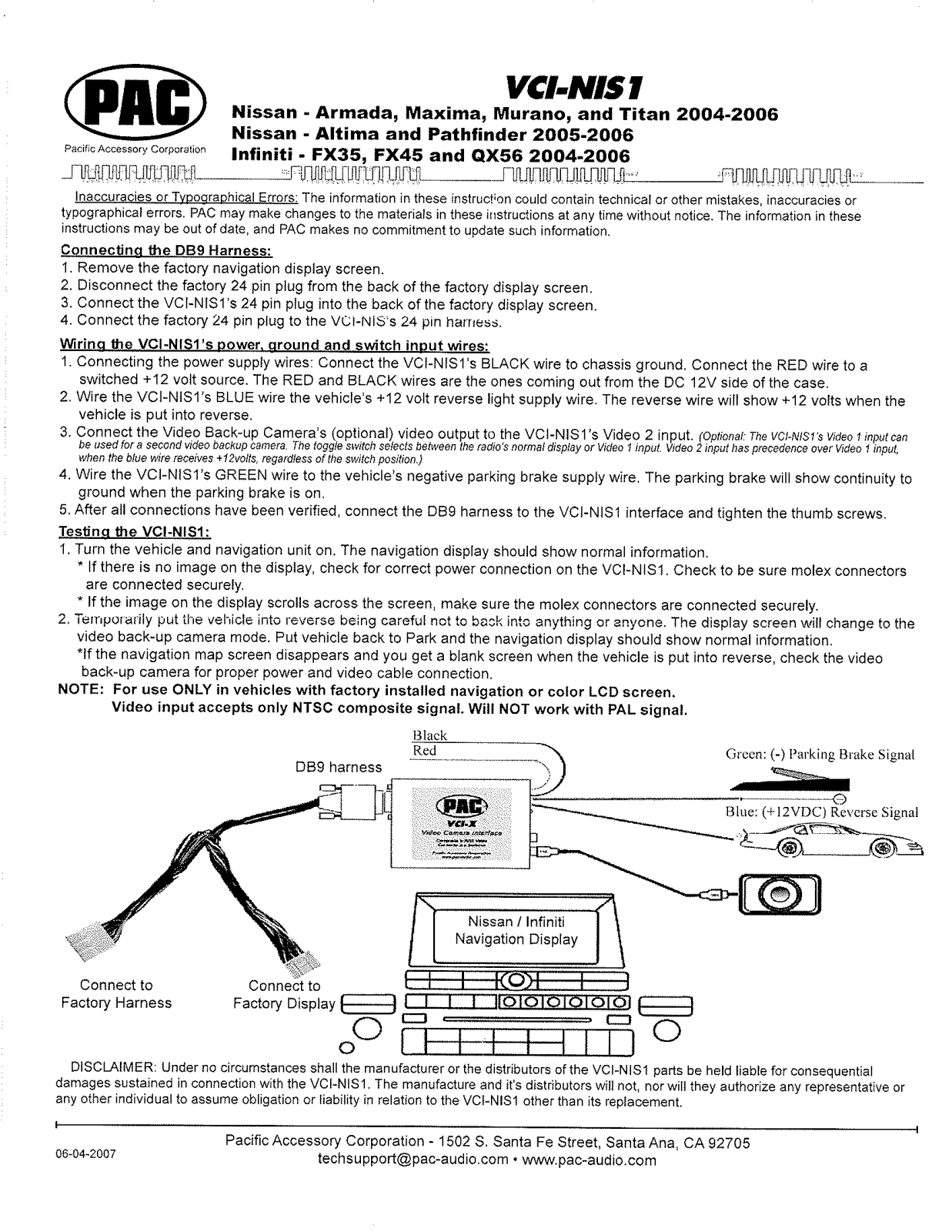 PAC VCI-NIS1 User Manual