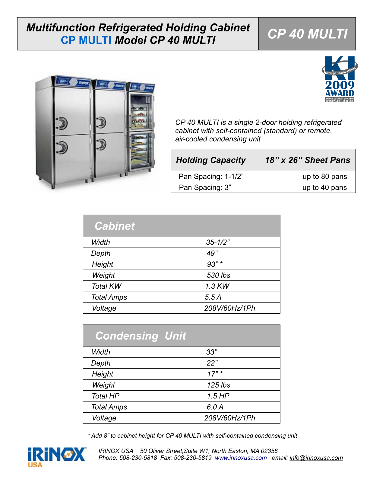 Irinox CP40 MULTI User Manual