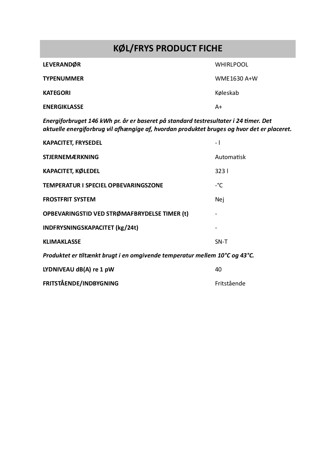 Whirlpool WME1630 A W INSTRUCTION FOR USE