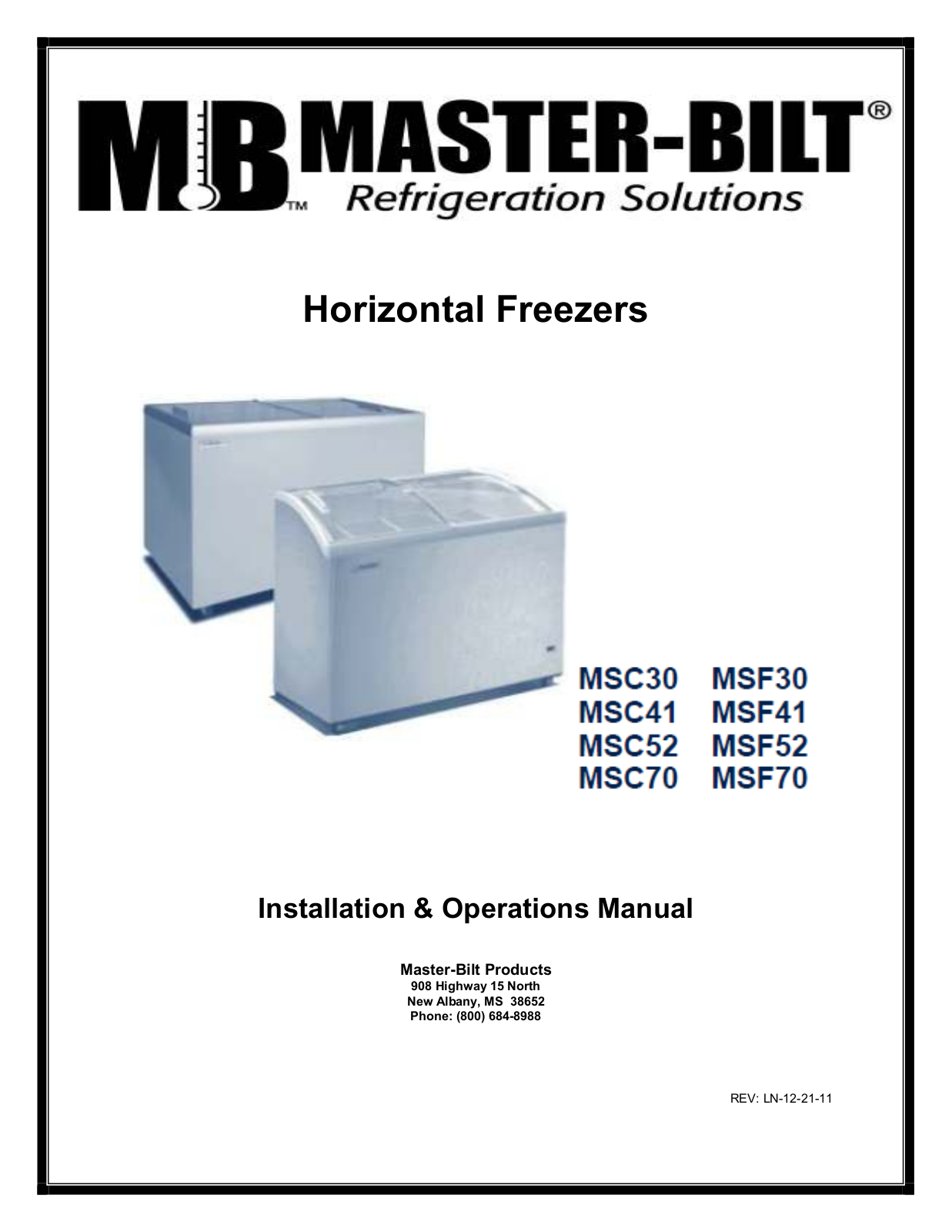 Master-Bilt MSF41 Installation Manual