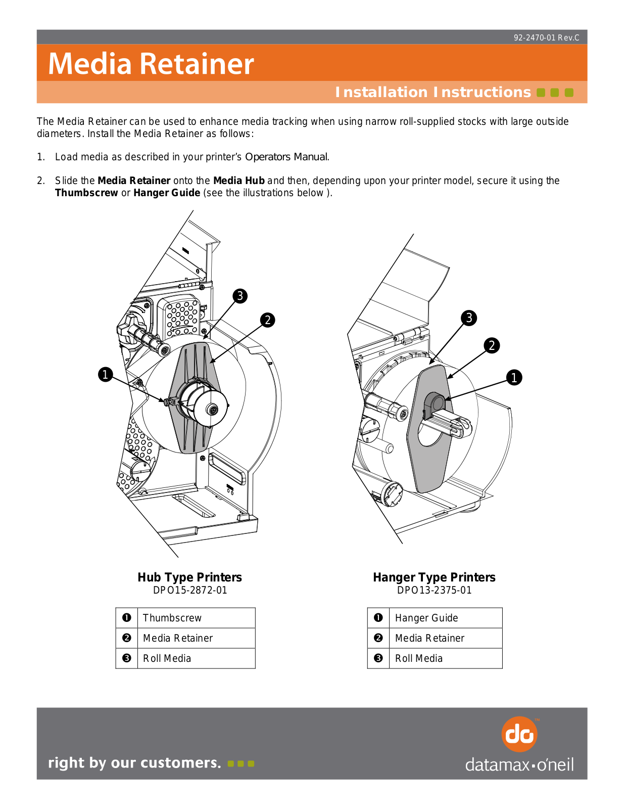 Datamax-O'Neil M-Class Mark II Media Retainer User Manual