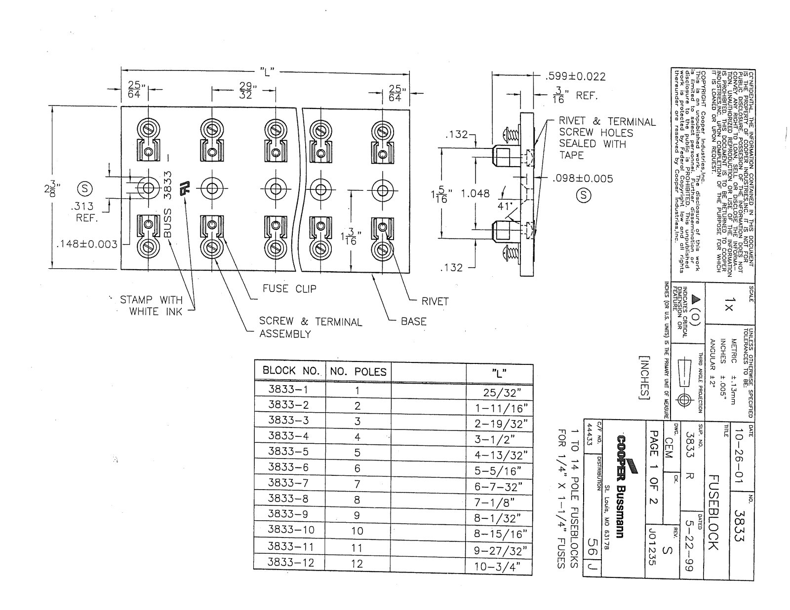 Bussmann 3833 Dimensional Sheet