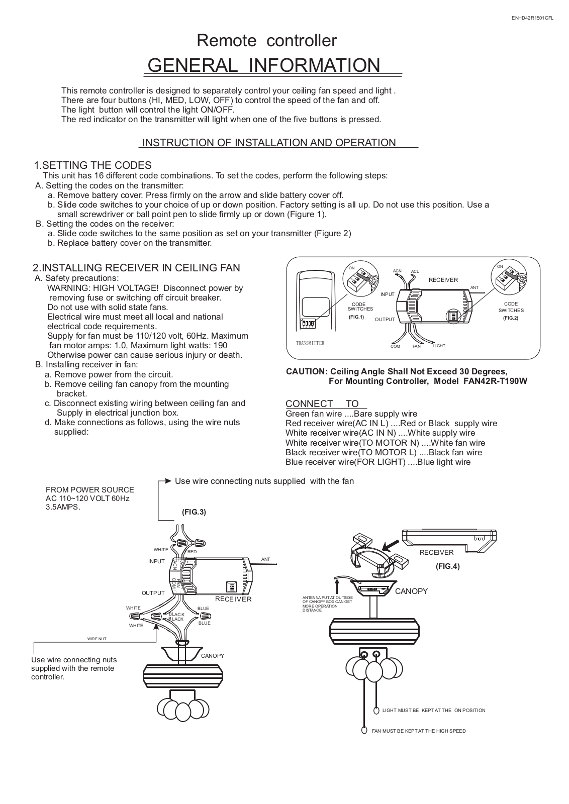 Carewell Electric Technology FAN42R Users manual