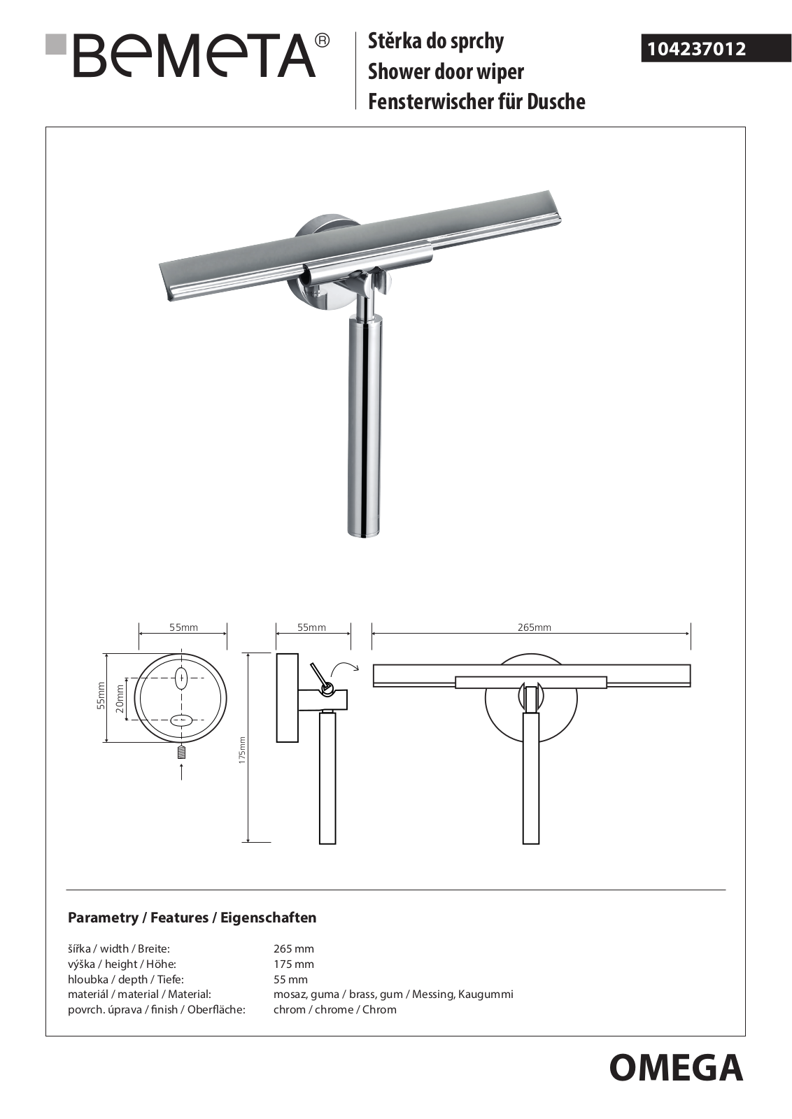 Bemeta Omega 104237012 User guide