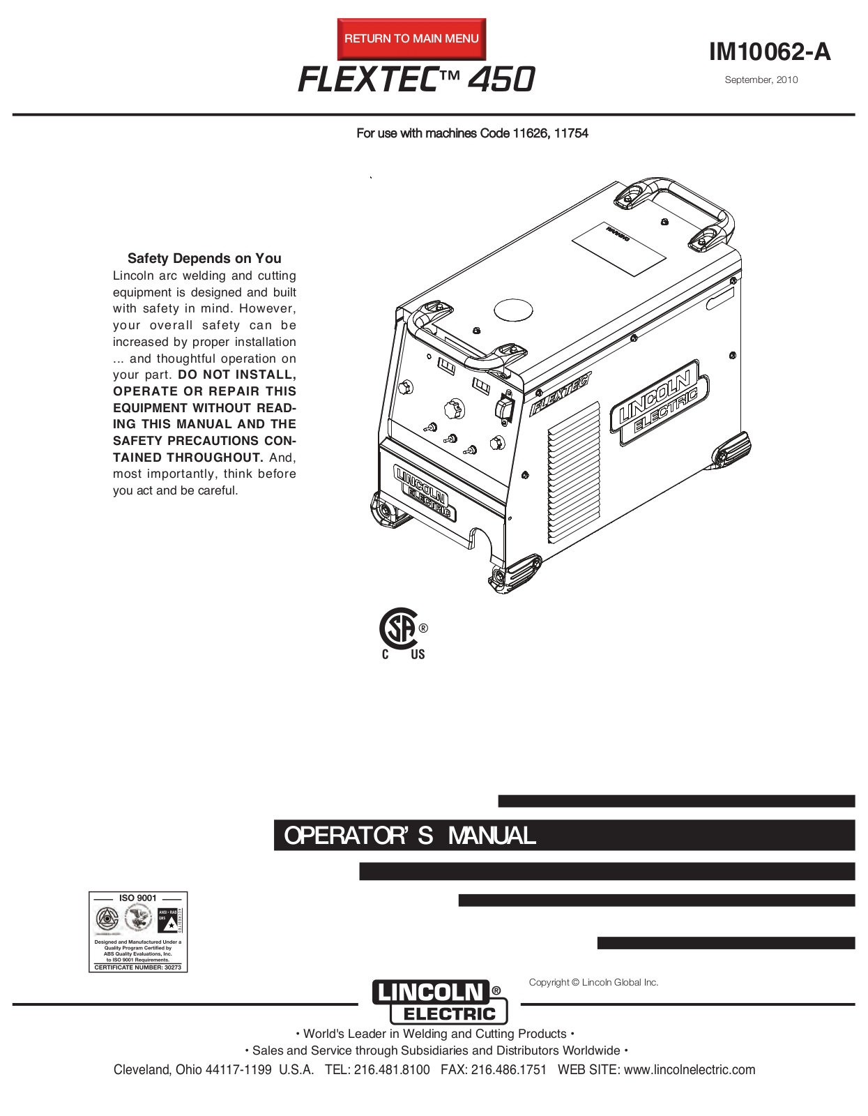 Lincoln Electric FLEXTEC 450 User Manual