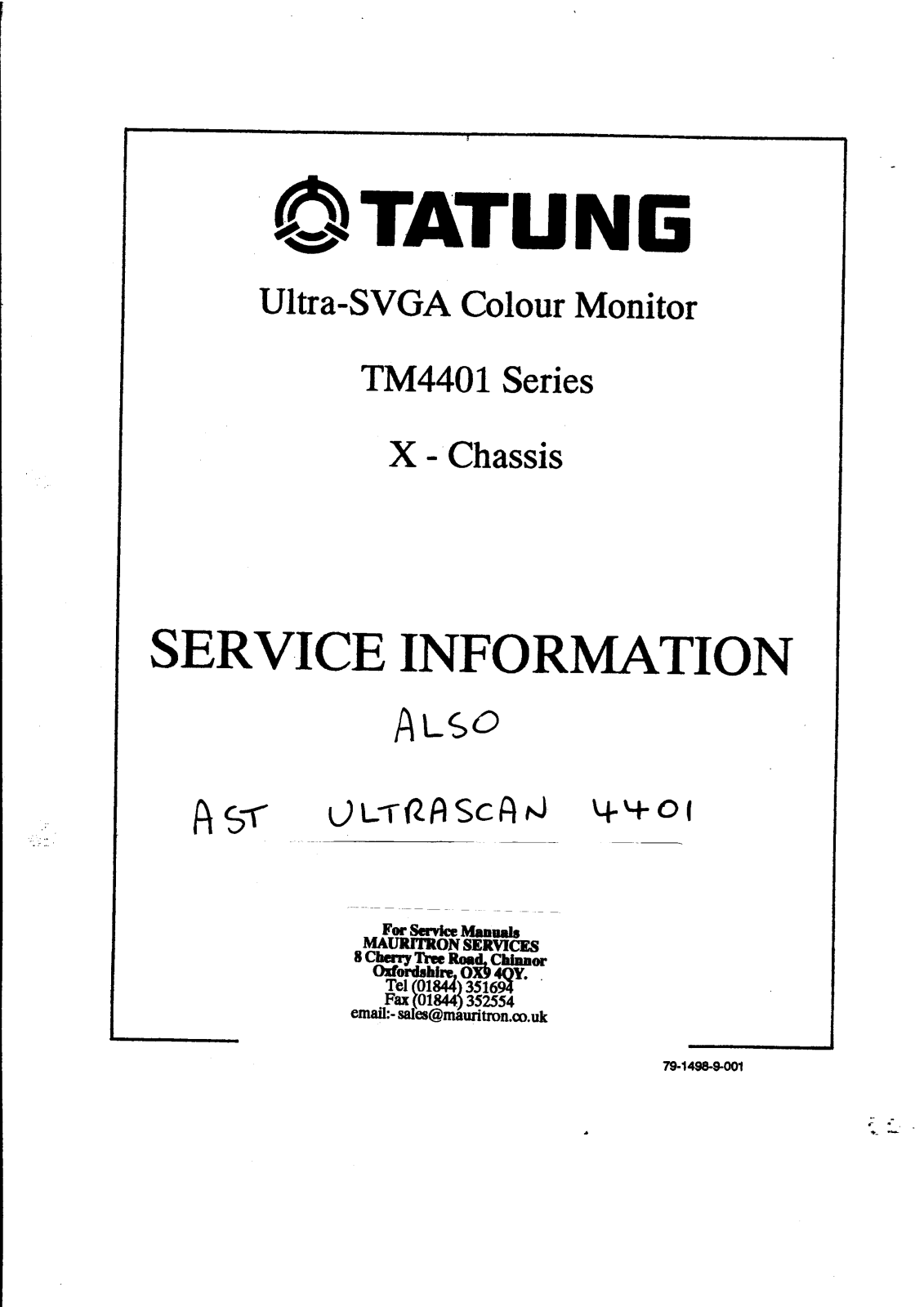 Tatung TM4401-X Schematic