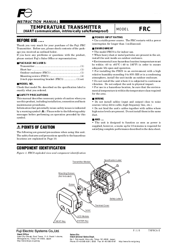 Fuji Electric FRC Service Manual