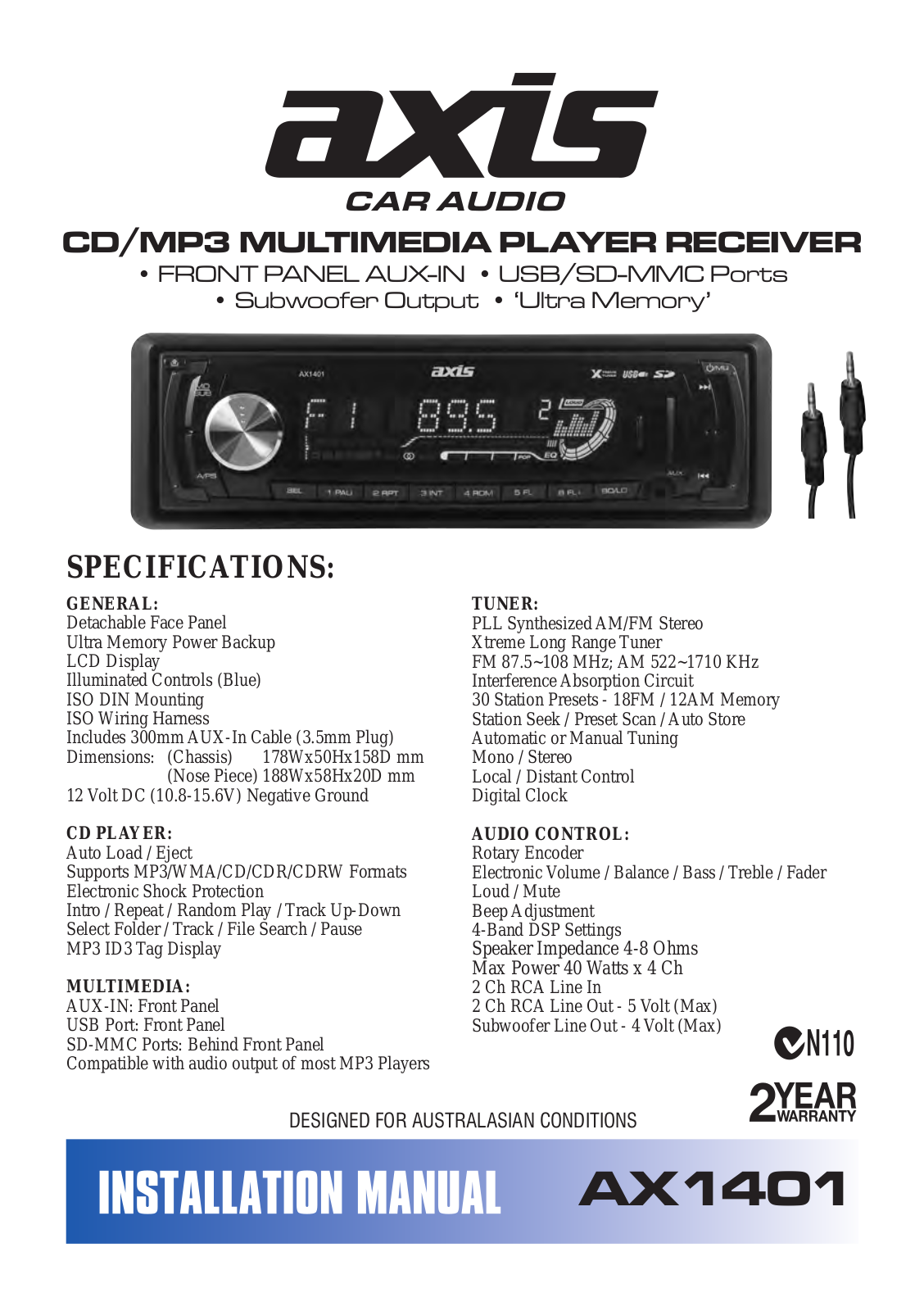 Axis AX1401 Instruction Manual