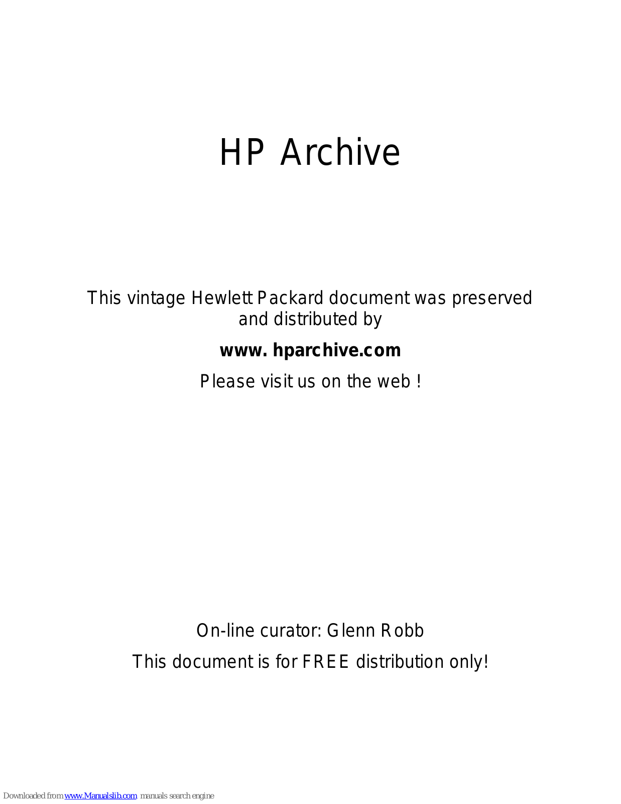 HP 460A Operating Manual - ManualMachine.com