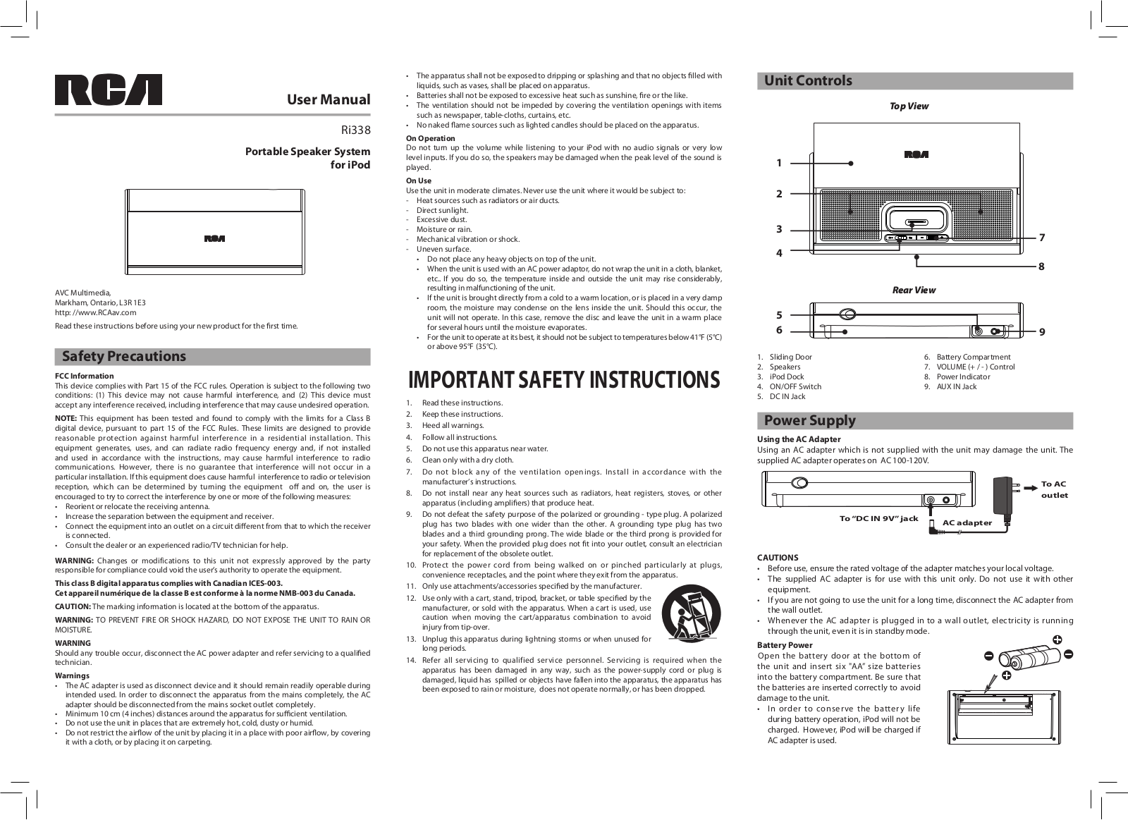 RCA Ri338 User Manual