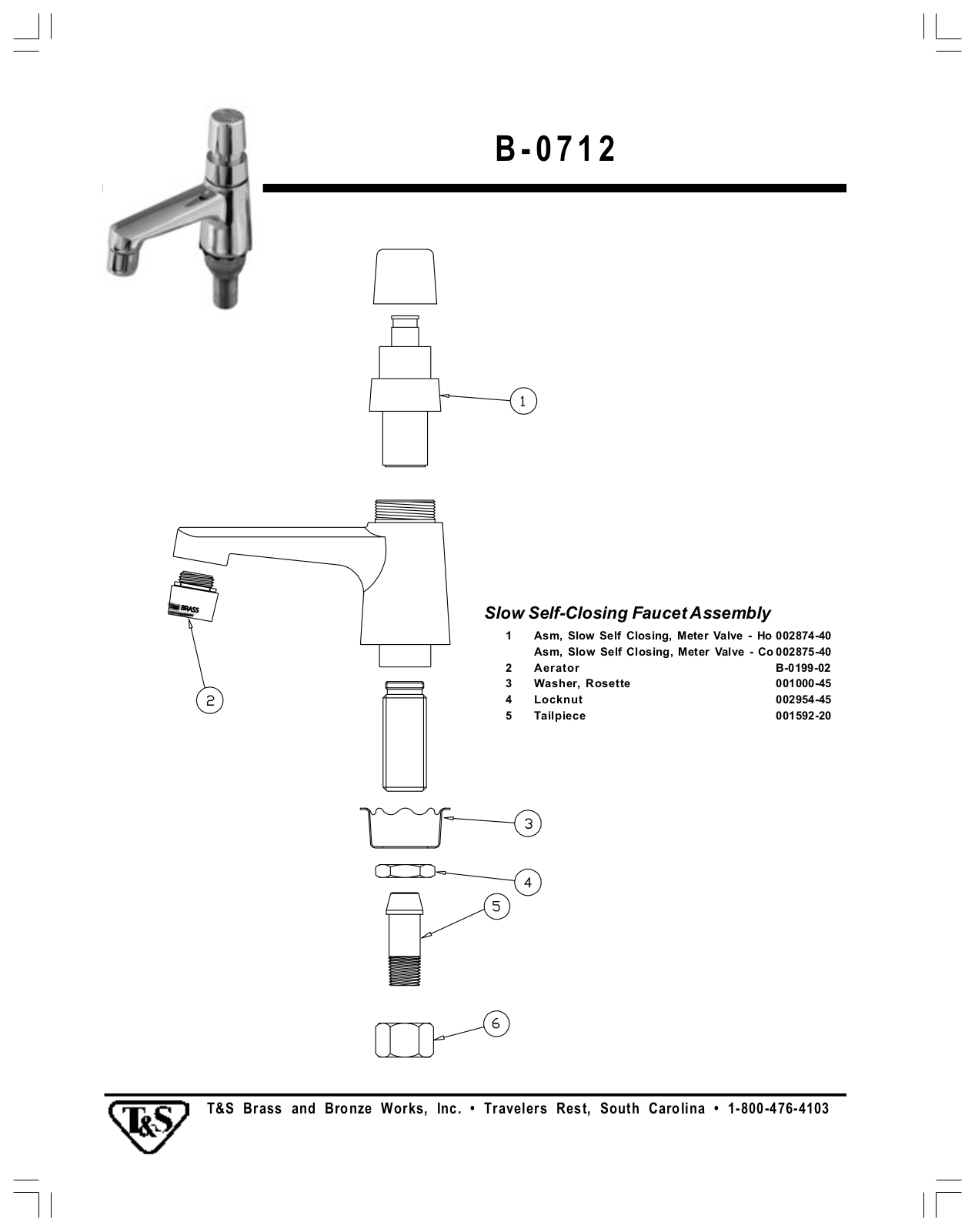 T & S Brass & Bronze Works B-0712 Part Manual