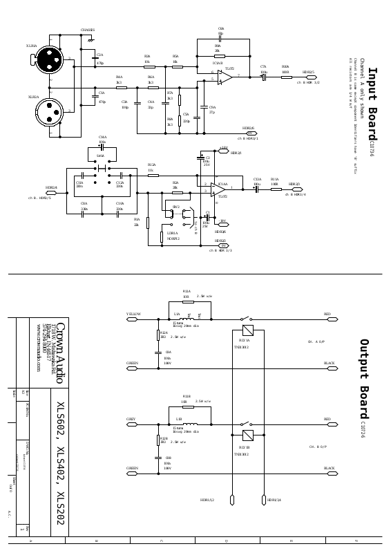 Crown XLS-202, XLS-402, XLS-602 Schematic