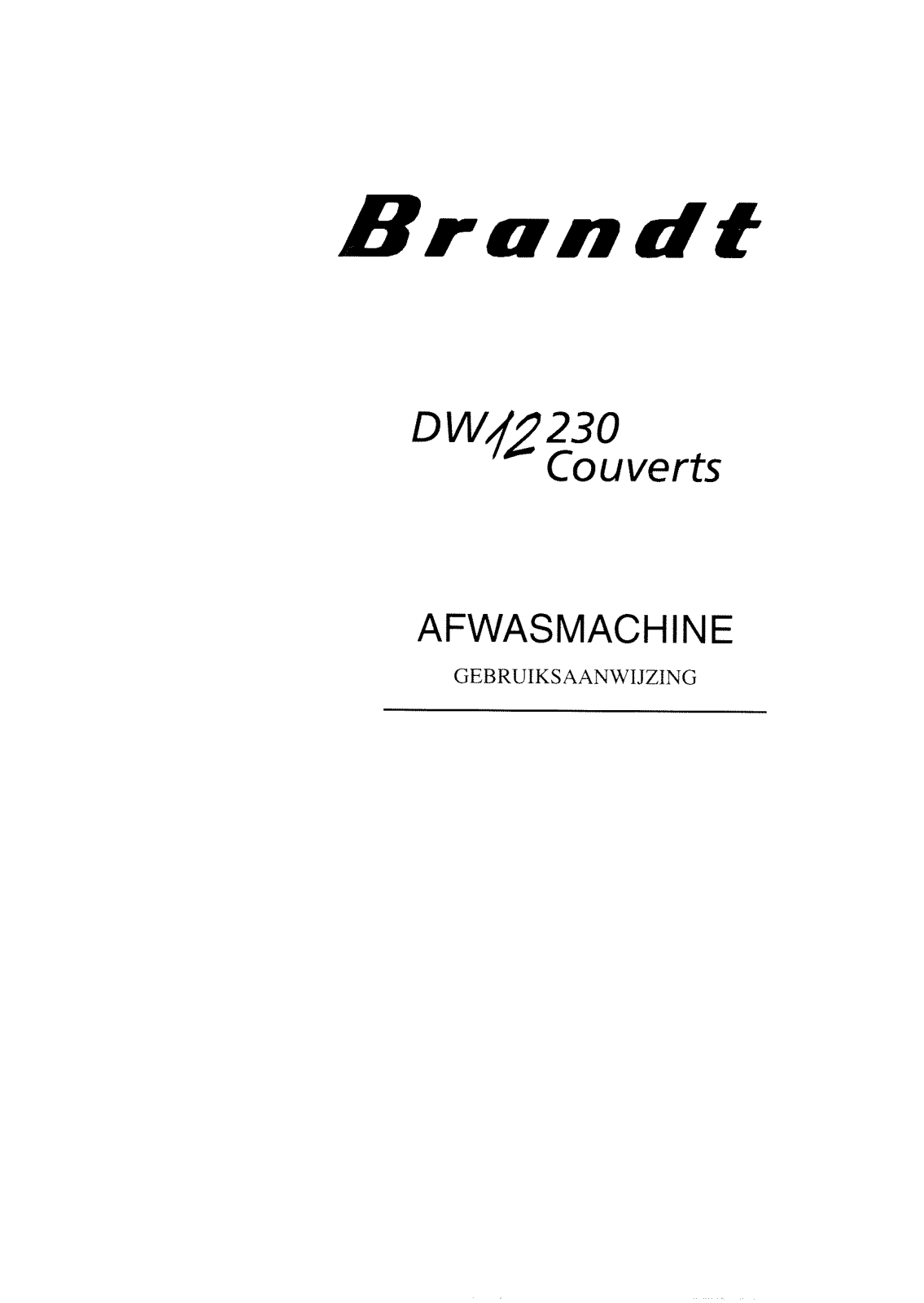 BRANDT DW12230 User Manual