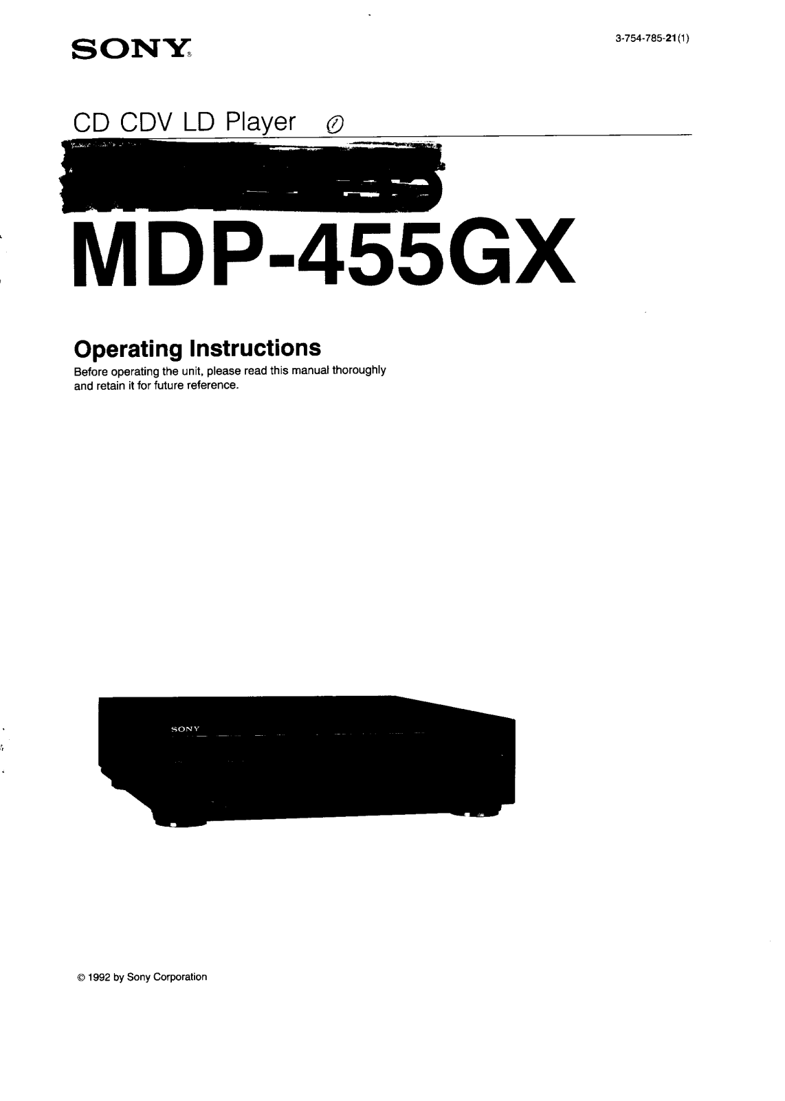 Sony MDP-455GX User Manual