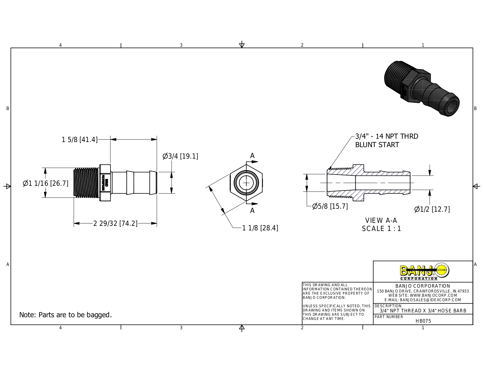Banjo HB075 Drawing - ManualMachine.com