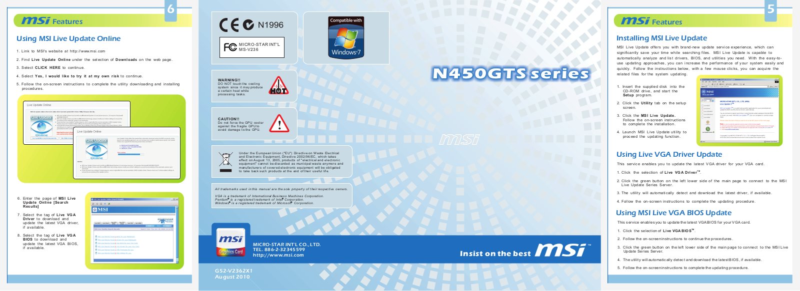 MSI N450GTS-M2D1GD5-OC, N450GTS-M2D1GD5 Owner's Manual