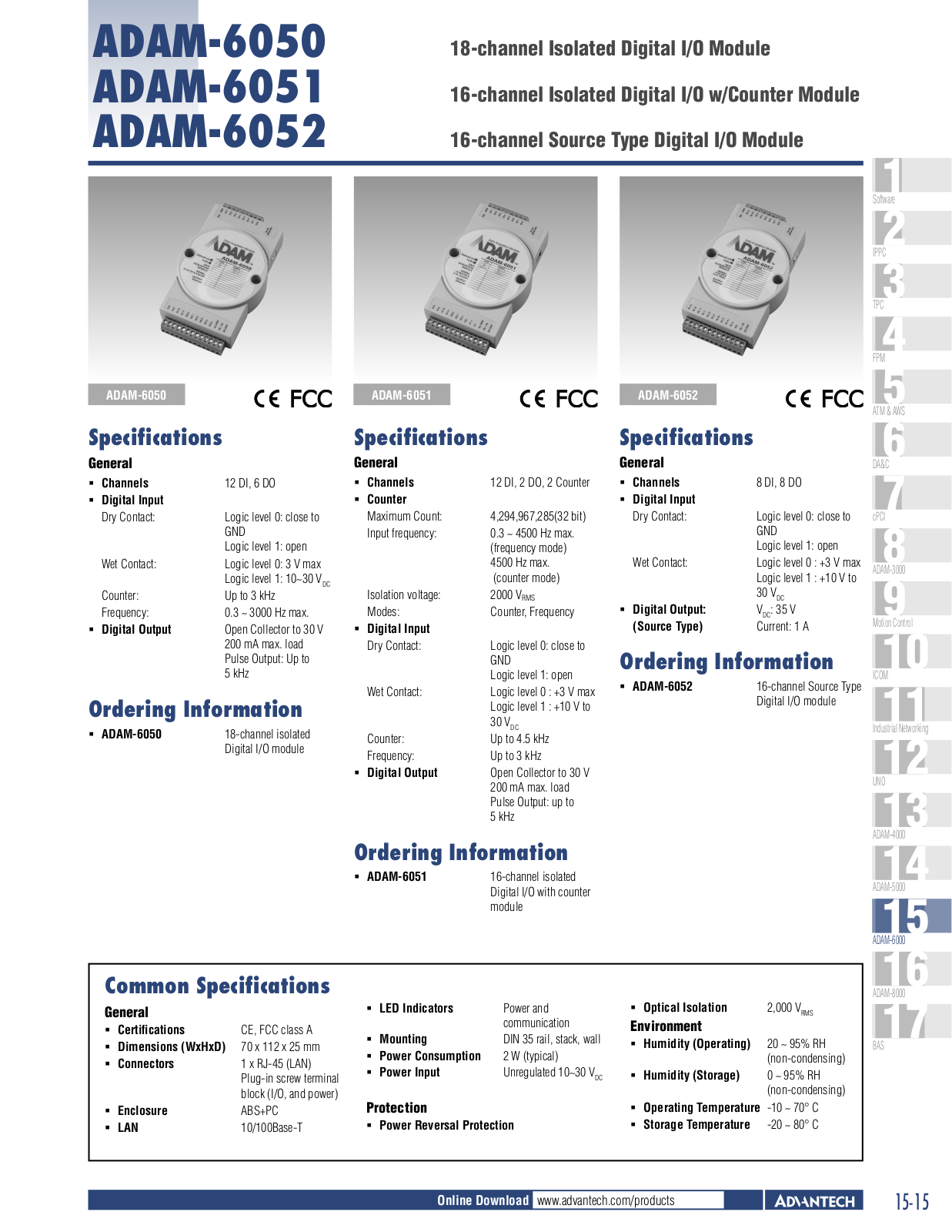 Advantech ADAM-6050, ADAM-6051, ADAM-6052 Data Sheet