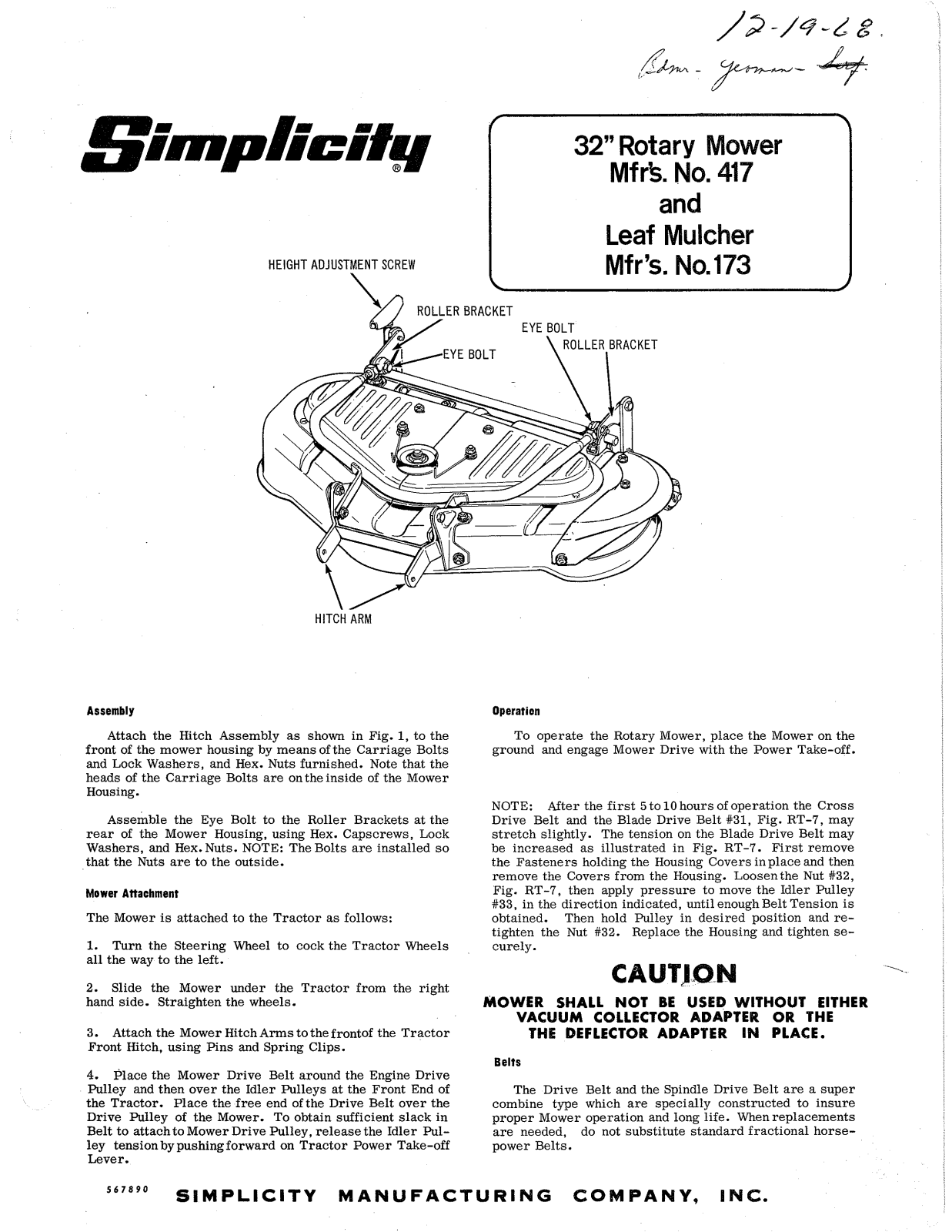 Simplicity 173, 417 User Manual