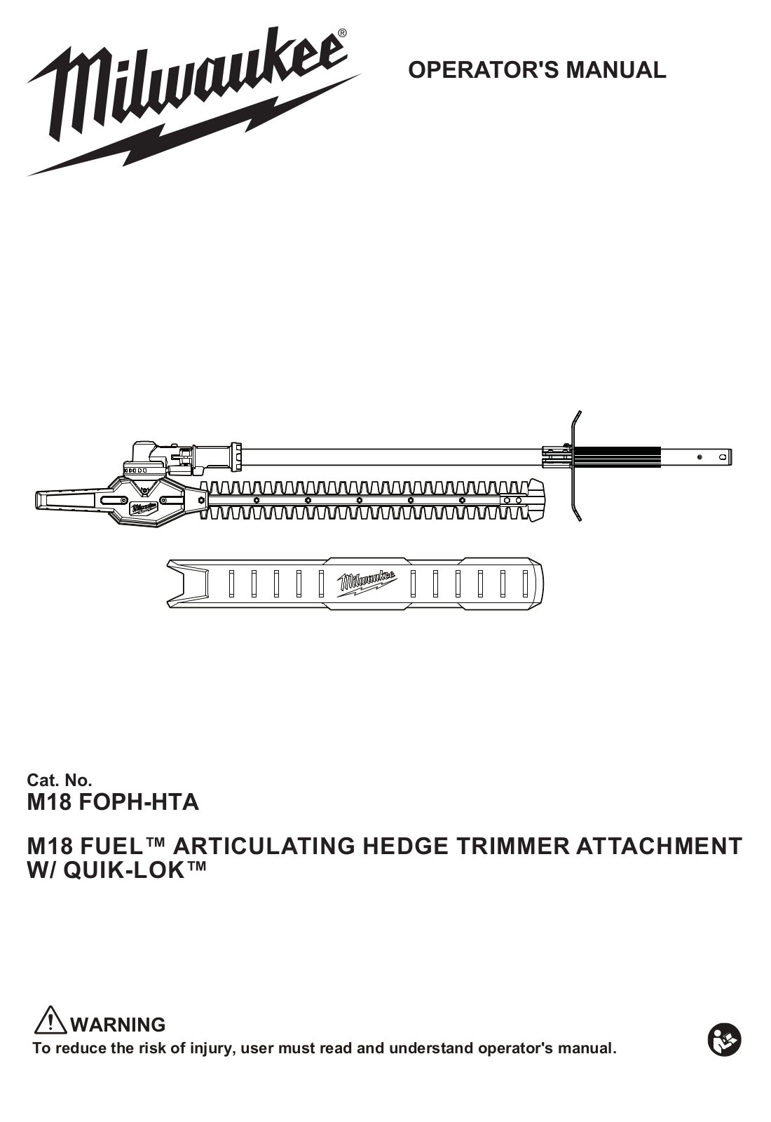 Milwaukee M18 FOPH-HTA Operator's Manual