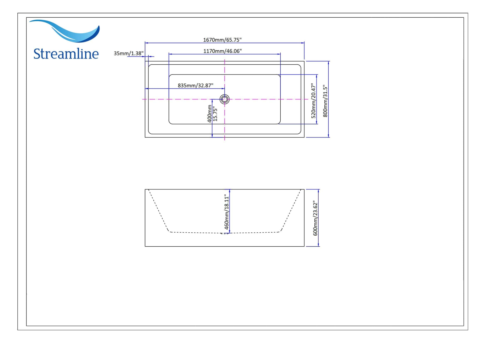 Streamline Bath W001738434 Dimensions - ManualMachine.com