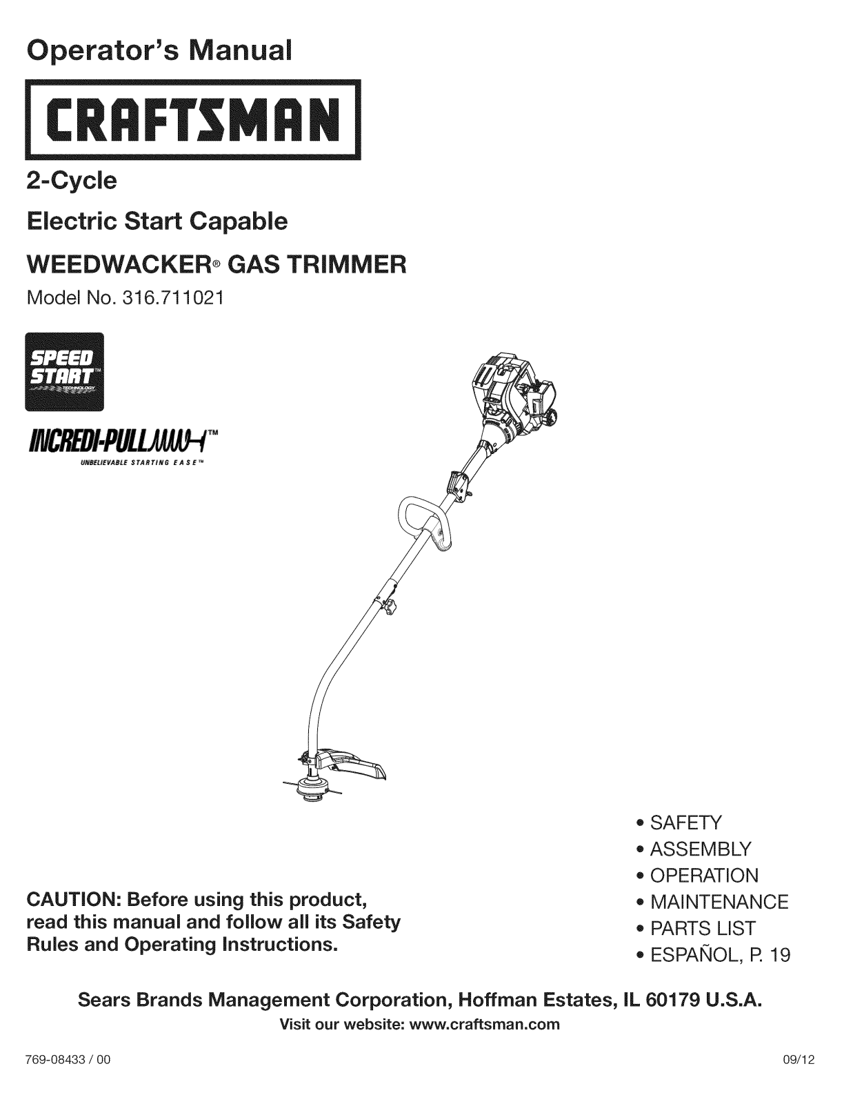 Craftsman 316711021 Owner’s Manual