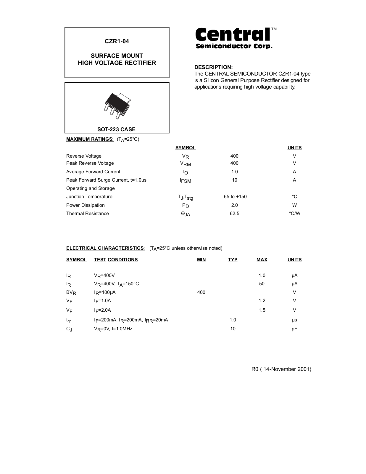 Datasheet CZR1-04 Datasheet (CENTR) - ManualMachine.com