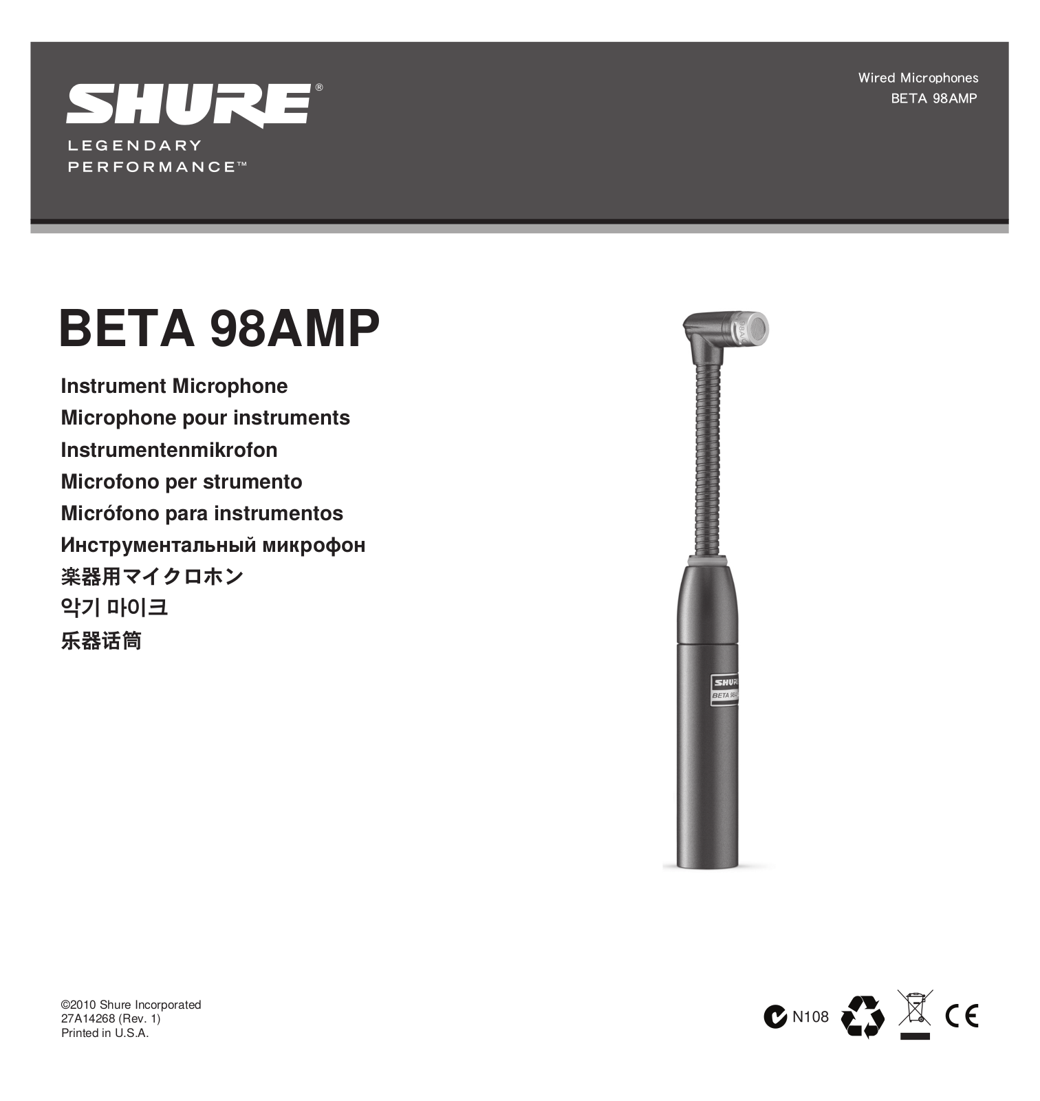 Shure BETA 98AMP User Manual