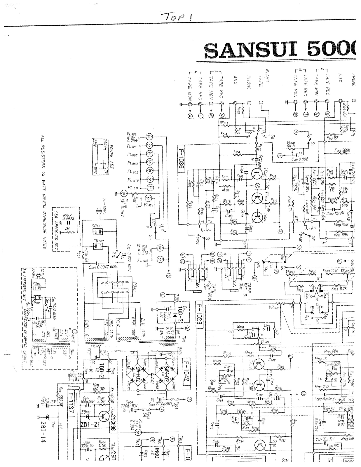 Technics 5000-A Schematic