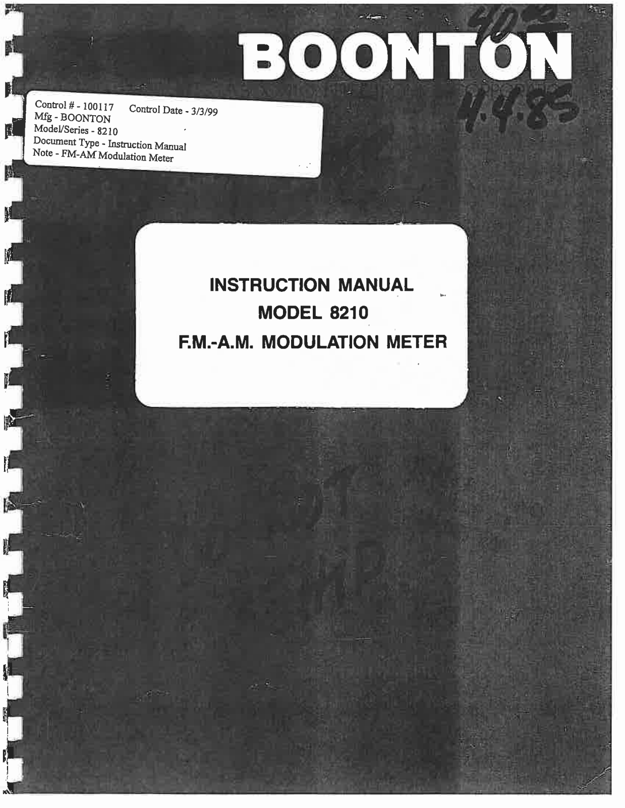 Boonton Electronics 8210 Service manual