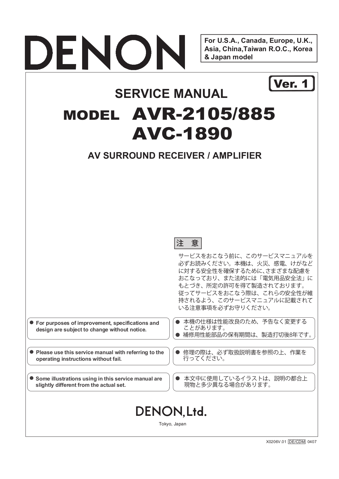 Denon AVC-1890 Service Manual