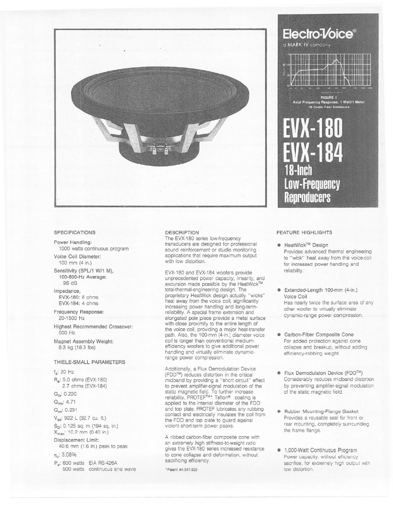 Electro-Voice EVX-180, EVX-184 User Manual